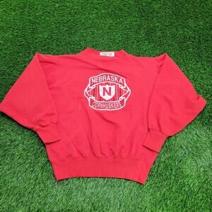 Nebraska-Cornhuskers Sweatshirt Women L 24x24 Baggy Crop Boxy